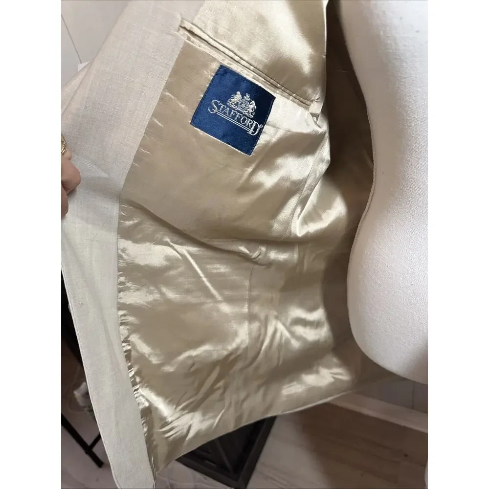 Stafford Men's Khaki Tan Suit Jacket Size 44L V9